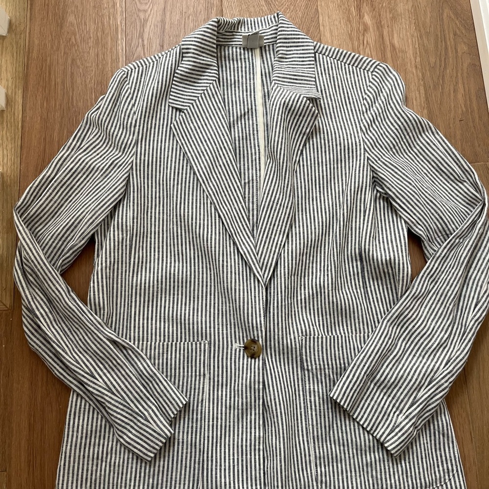 A New Day Linen Blend Striped Blazer